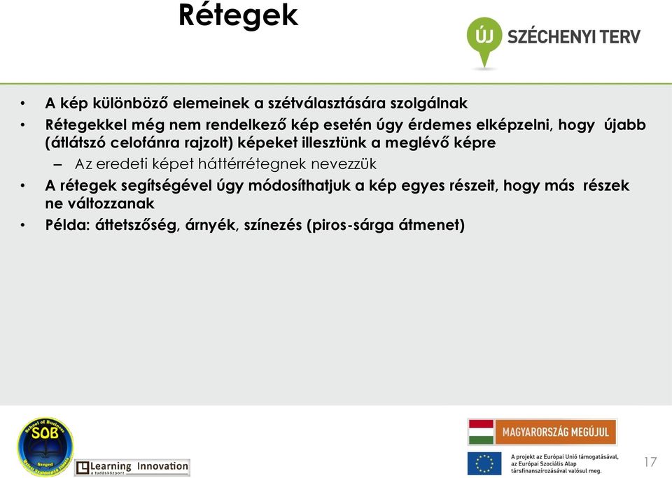 képre Az eredeti képet háttérrétegnek nevezzük A rétegek segítségével úgy módosíthatjuk a kép egyes