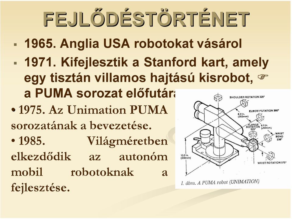 kisrobot, a PUMA sorozat előfutára. 1975.