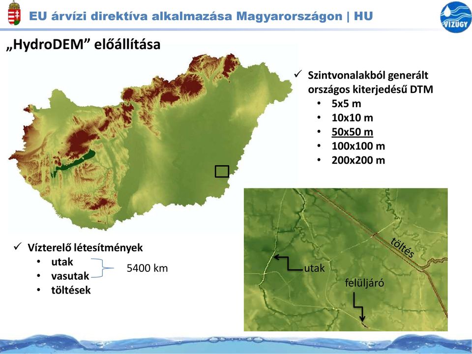 kiterjedésű DTM 5x5 m 10x10 m 50x50 m 100x100 m 200x200 m