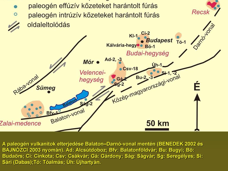 Ad: Alcsútdoboz; Bfv: Balatonföldvár; Bu: Bugyi; Bö: Budaörs; Ci: