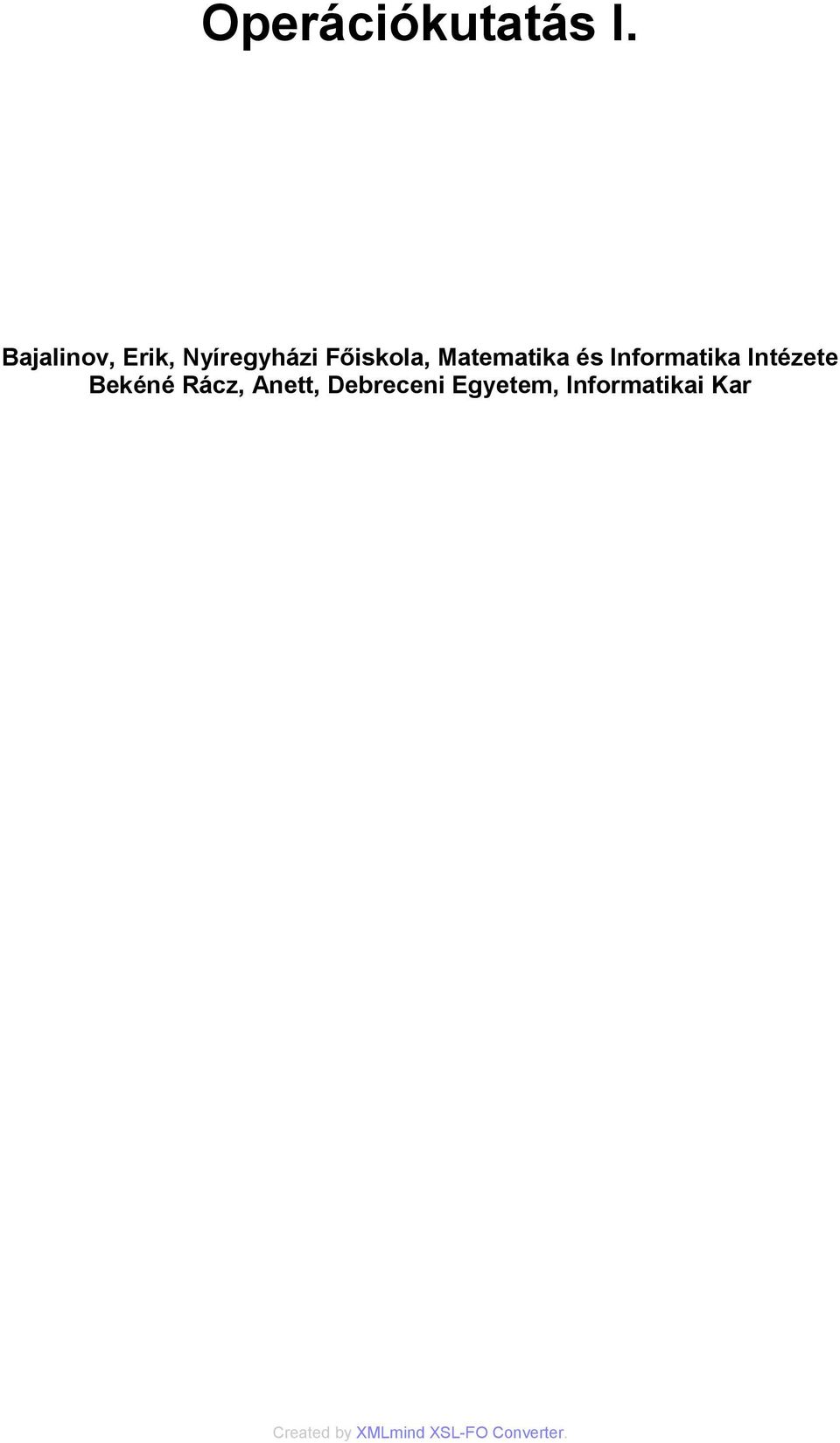 Főiskola, Matematika és Informatika