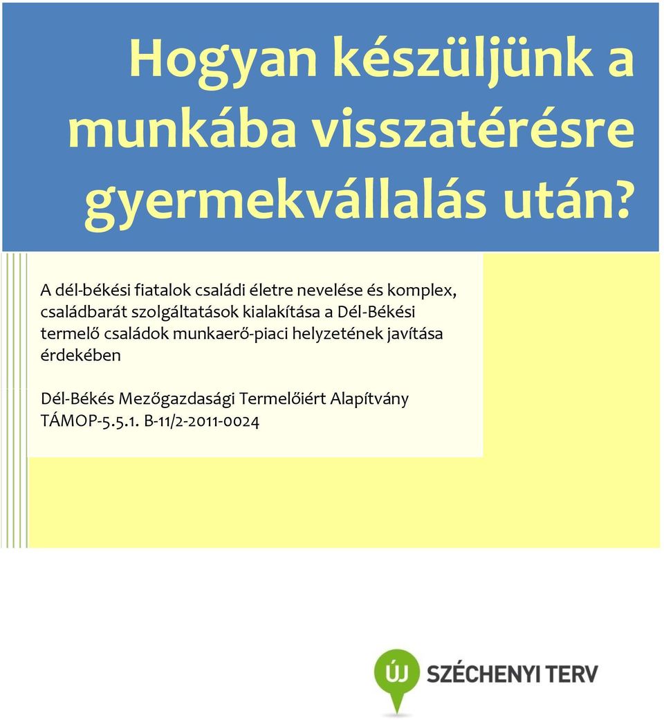 szolgáltatások kialakítása a Dél-Békési termelő családok munkaerő-piaci