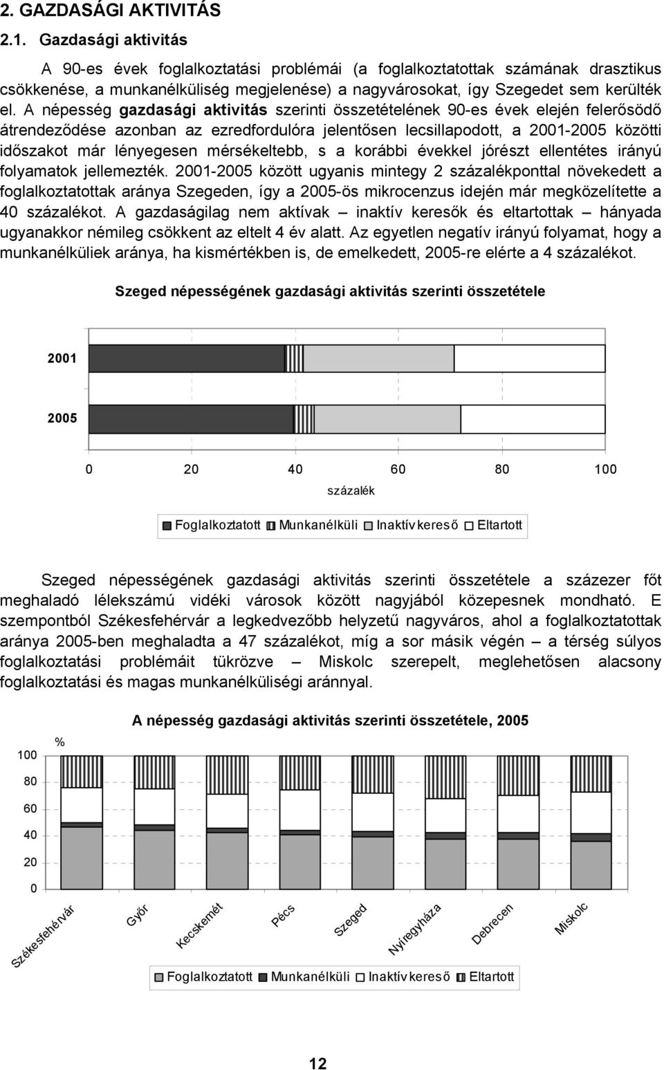 A népesség gazdasági aktivitás szerinti összetételének 90-es évek elején felerősödő átrendeződése azonban az ezredfordulóra jelentősen lecsillapodott, a 2001-2005 közötti időszakot már lényegesen