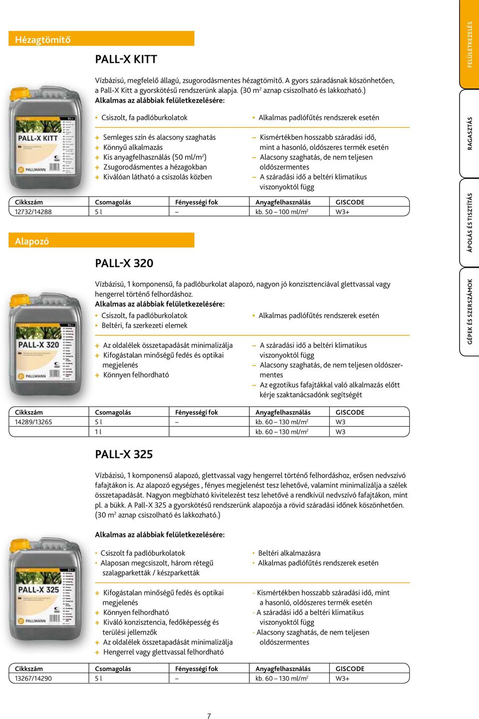 ) Felületkezelés Csiszolt, fa padlóburkolatok + Semleges szín és alacsony szaghatás + Könnyű alkalmazás + Kis anyagfelhasználás (50 ml/m 2 ) + Zsugorodásmentes a hézagokban + Kiválóan látható a