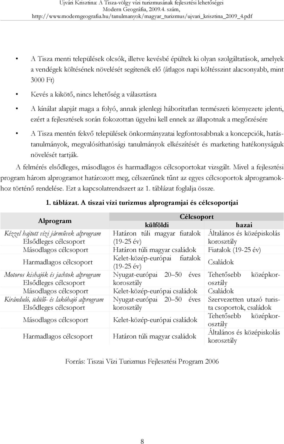 állapotnak a megőrzésére A Tisza mentén fekvő települések önkormányzatai legfontosabbnak a koncepciók, hatástanulmányok, megvalósíthatósági tanulmányok elkészítését és marketing hatékonyságuk