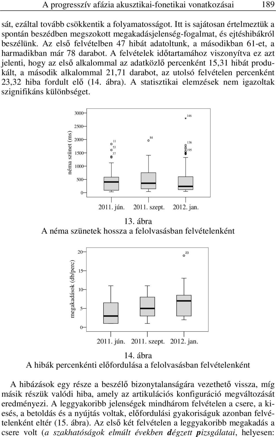 Az első felvételben 47 hibát adatoltunk, a másodikban 61-et, a harmadikban már 78 darabot.