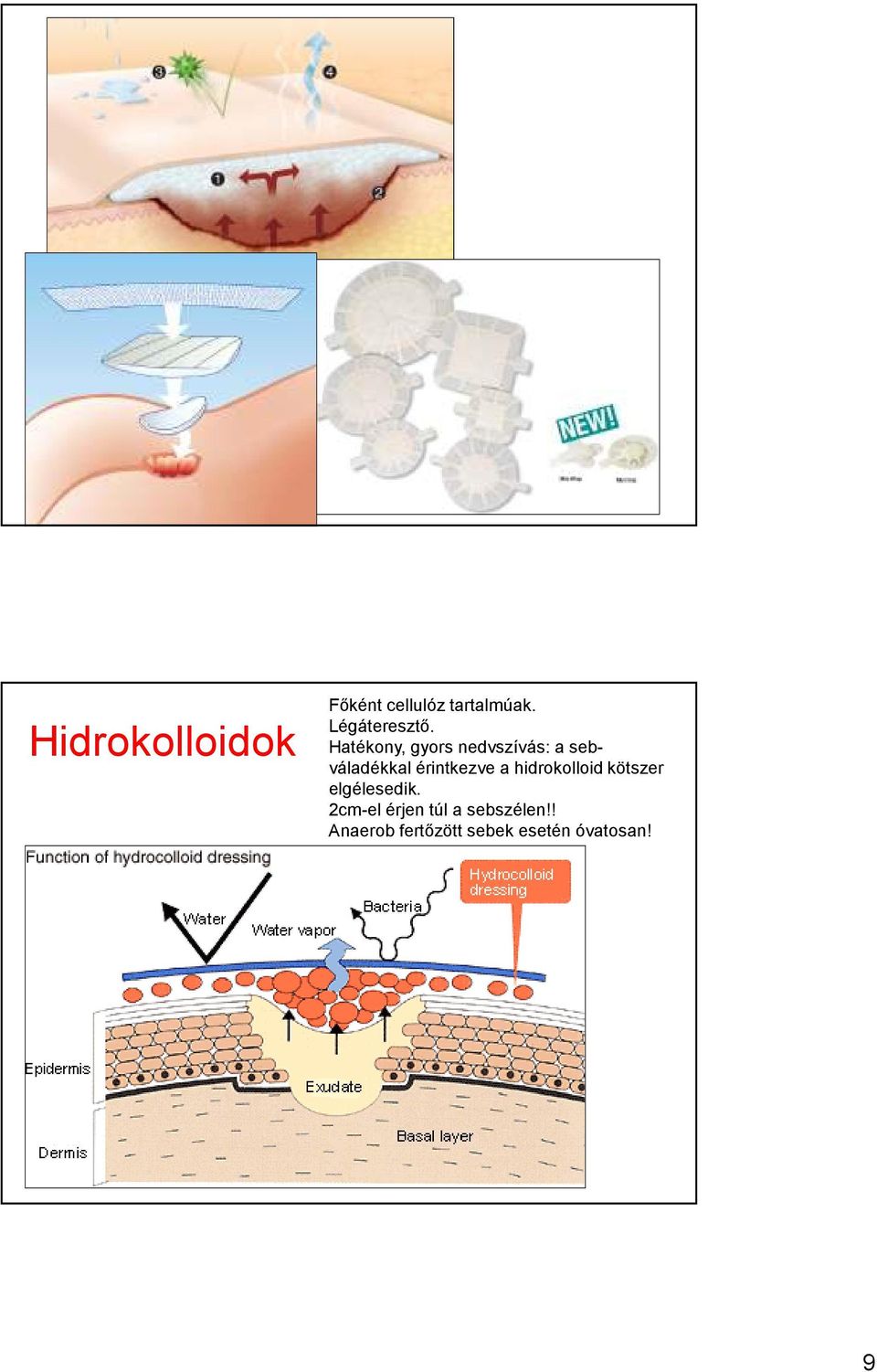 a hidrokolloid kötszer elgélesedik.