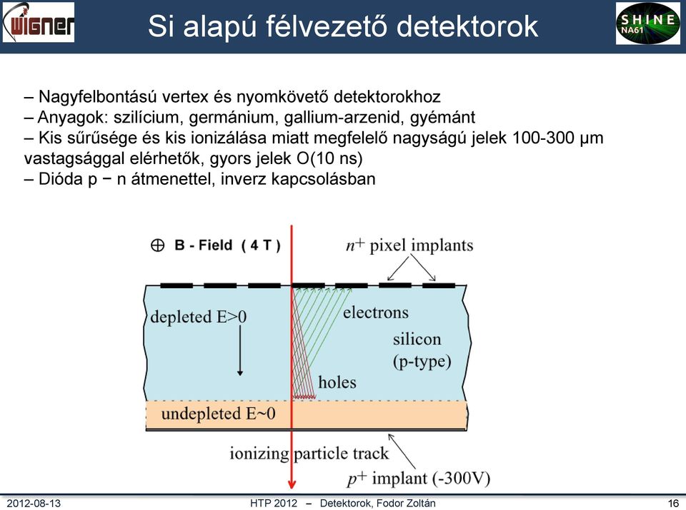 gyémánt Kis sűrűsége és kis ionizálása miatt megfelelő nagyságú jelek 100-300 μm