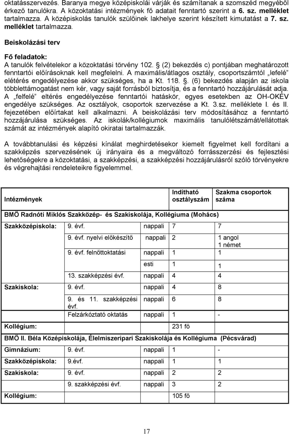 (2) bekezdés c) pontjában meghatározott fenntartói előírásoknak kell megfelelni. A maximális/átlagos osztály, csoportszámtól lefelé elétérés engedélyezése akkor szükséges, ha a Kt. 118.