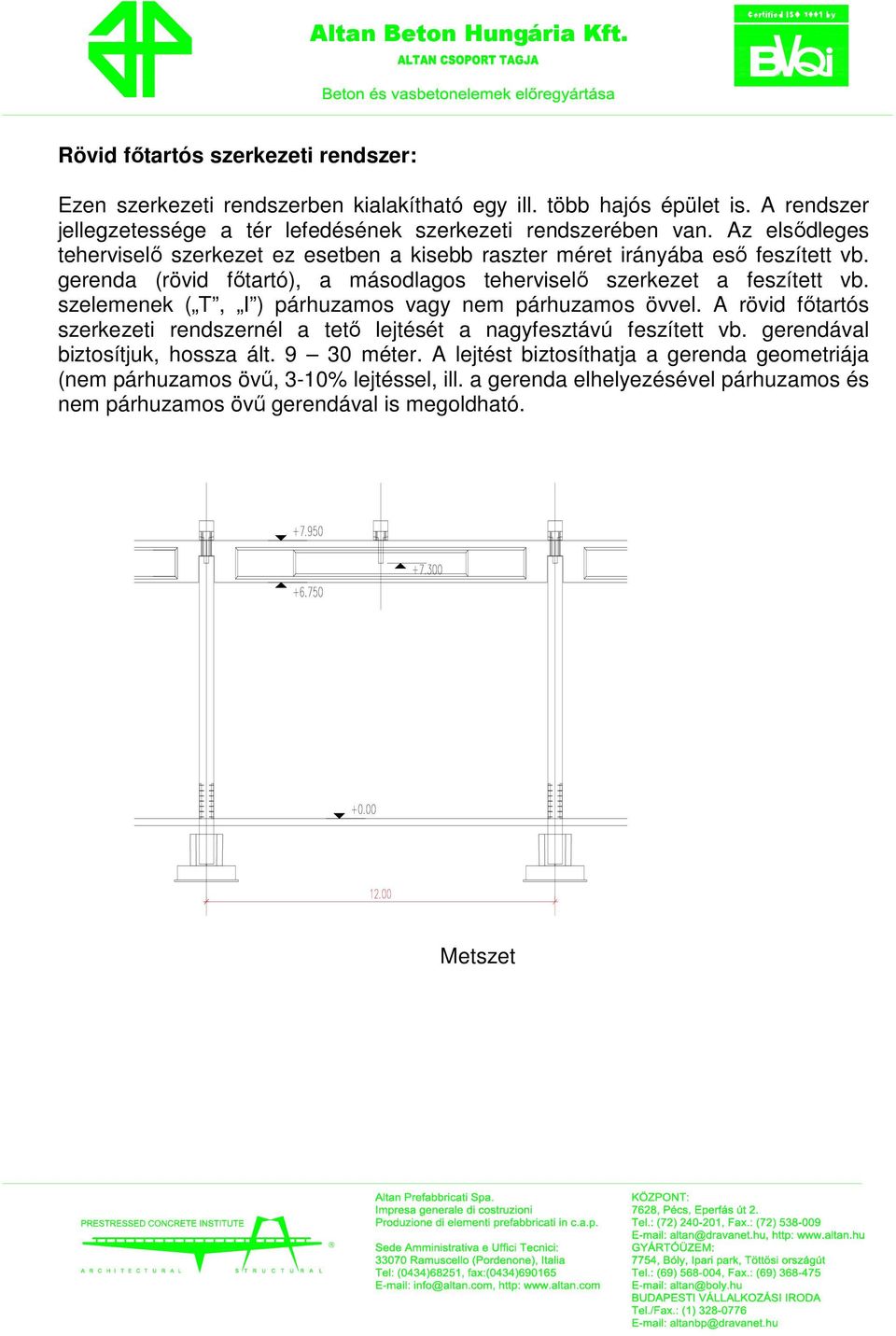 gerenda (rövid fıtartó), a másodlagos teherviselı szerkezet a feszített vb. szelemenek ( T, I ) párhuzamos vagy nem párhuzamos övvel.