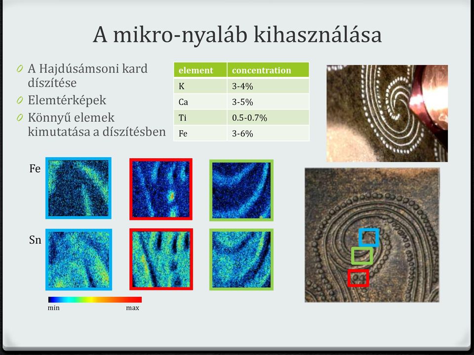 kimutatása a díszítésben element concentration