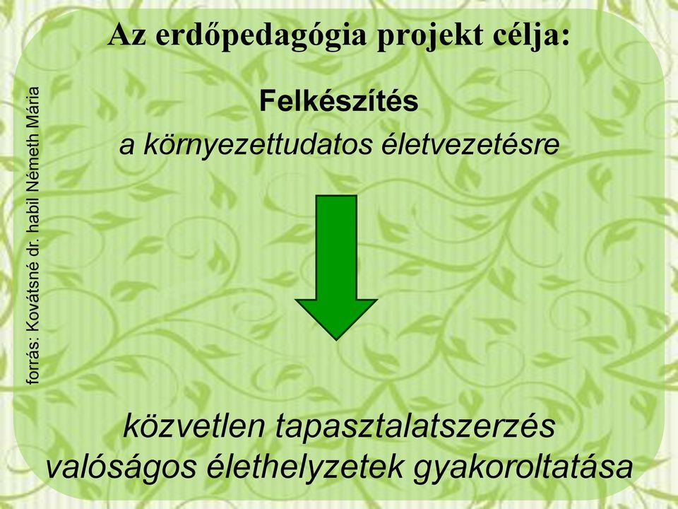 célja: Felkészítés a környezettudatos