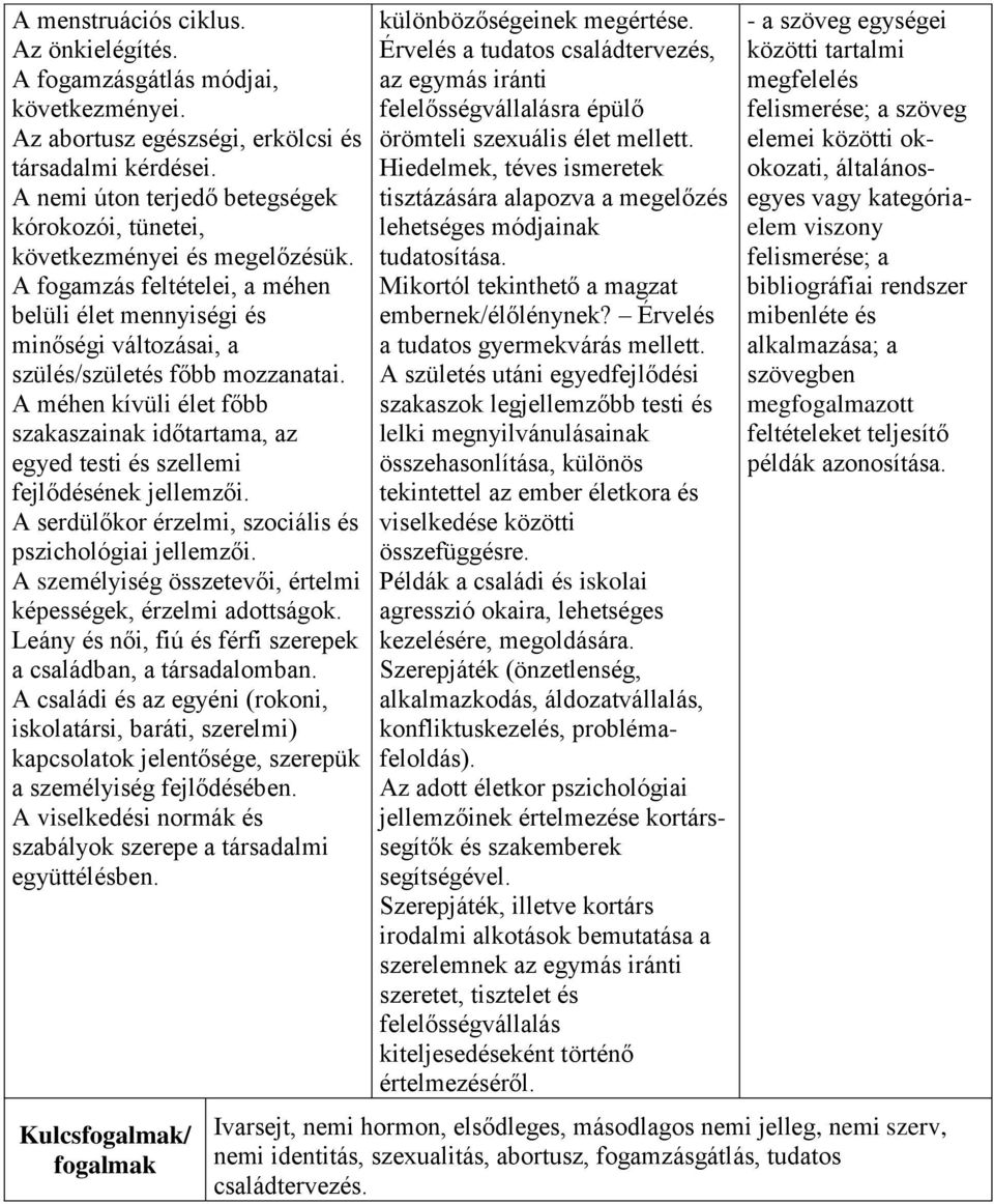 A méhen kívüli élet főbb szakaszainak időtartama, az egyed testi és szellemi fejlődésének jellemzői. A serdülőkor érzelmi, szociális és pszichológiai jellemzői.