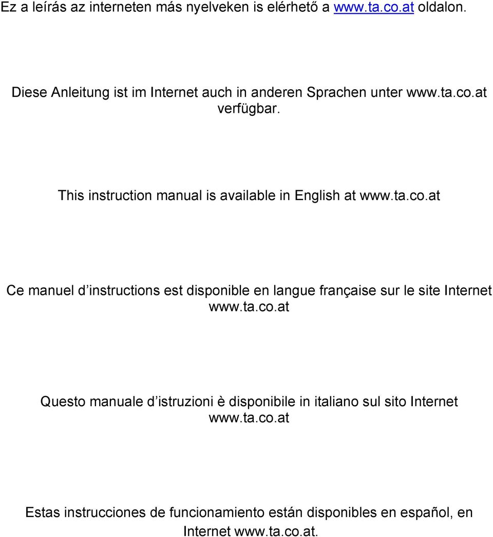 This instruction manual is available in English at www.ta.co.