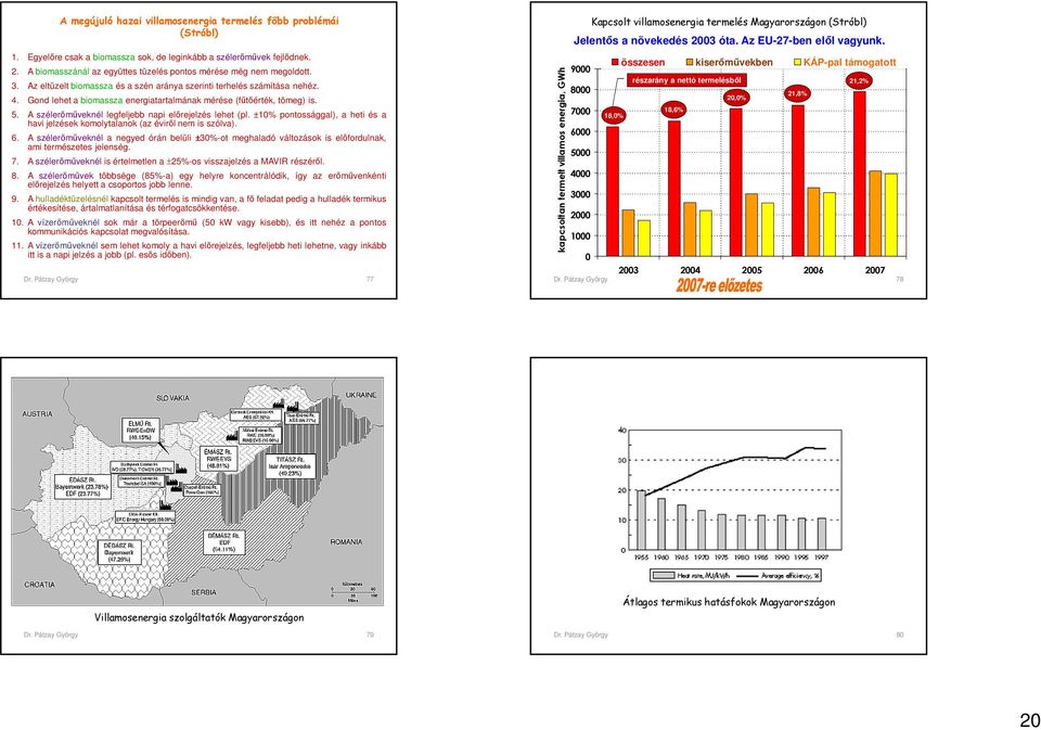 Gond lehet a biomassza energiatartalmának mérése (fűtőérték, tömeg) is. 5. A szélerőműveknél legfeljebb napi előrejelzés lehet (pl.