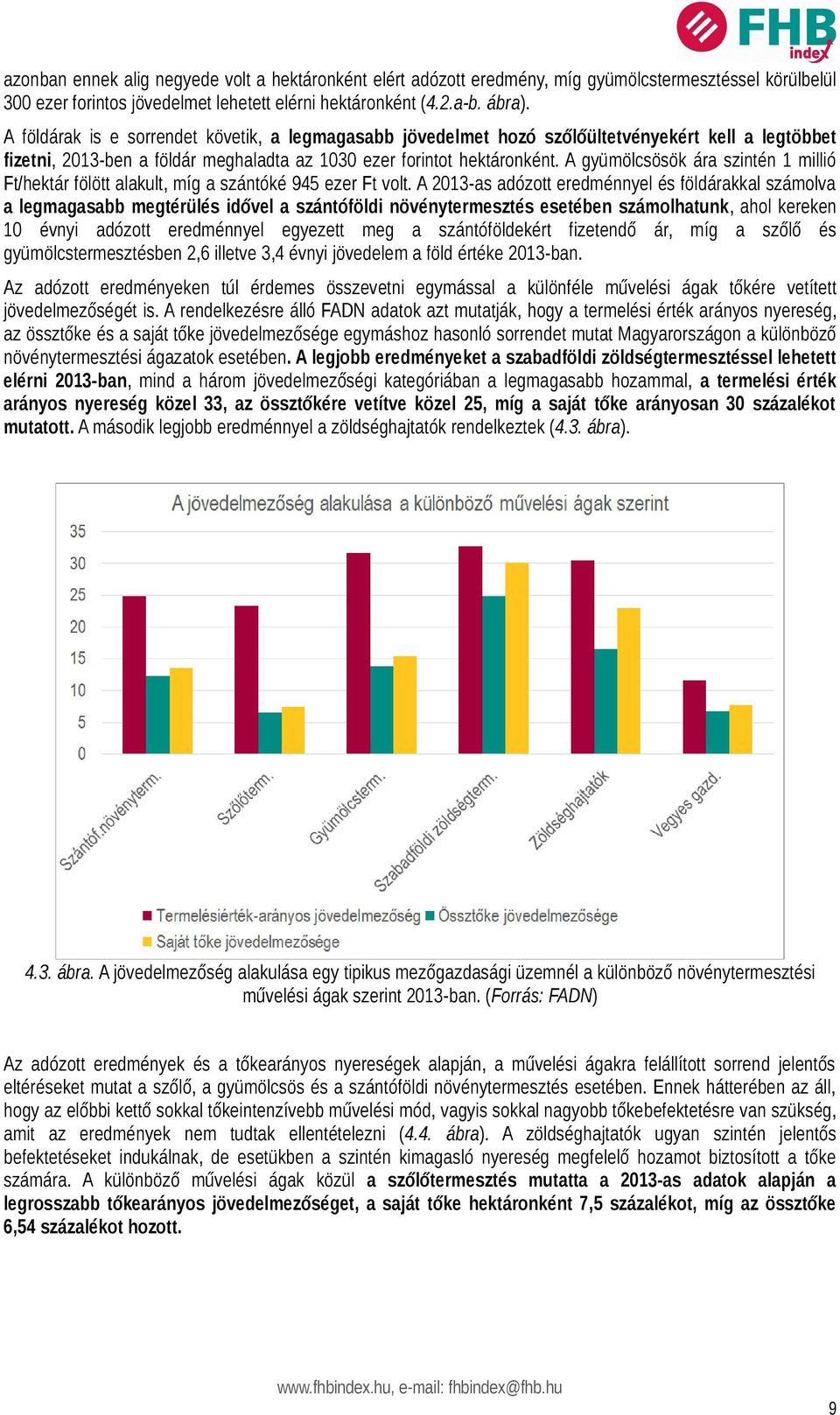 A gyümölcsösök ára szintén 1 millió Ft/hektár fölött alakult, míg a szántóké 945 ezer Ft volt.