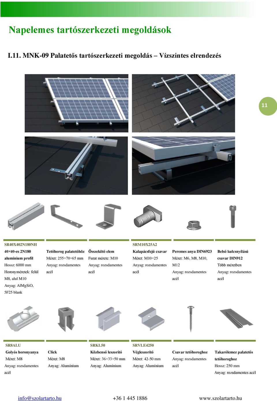 palatetőhöz Összekötő elem Méret: 255 70 65 mm Furat mérete: M10