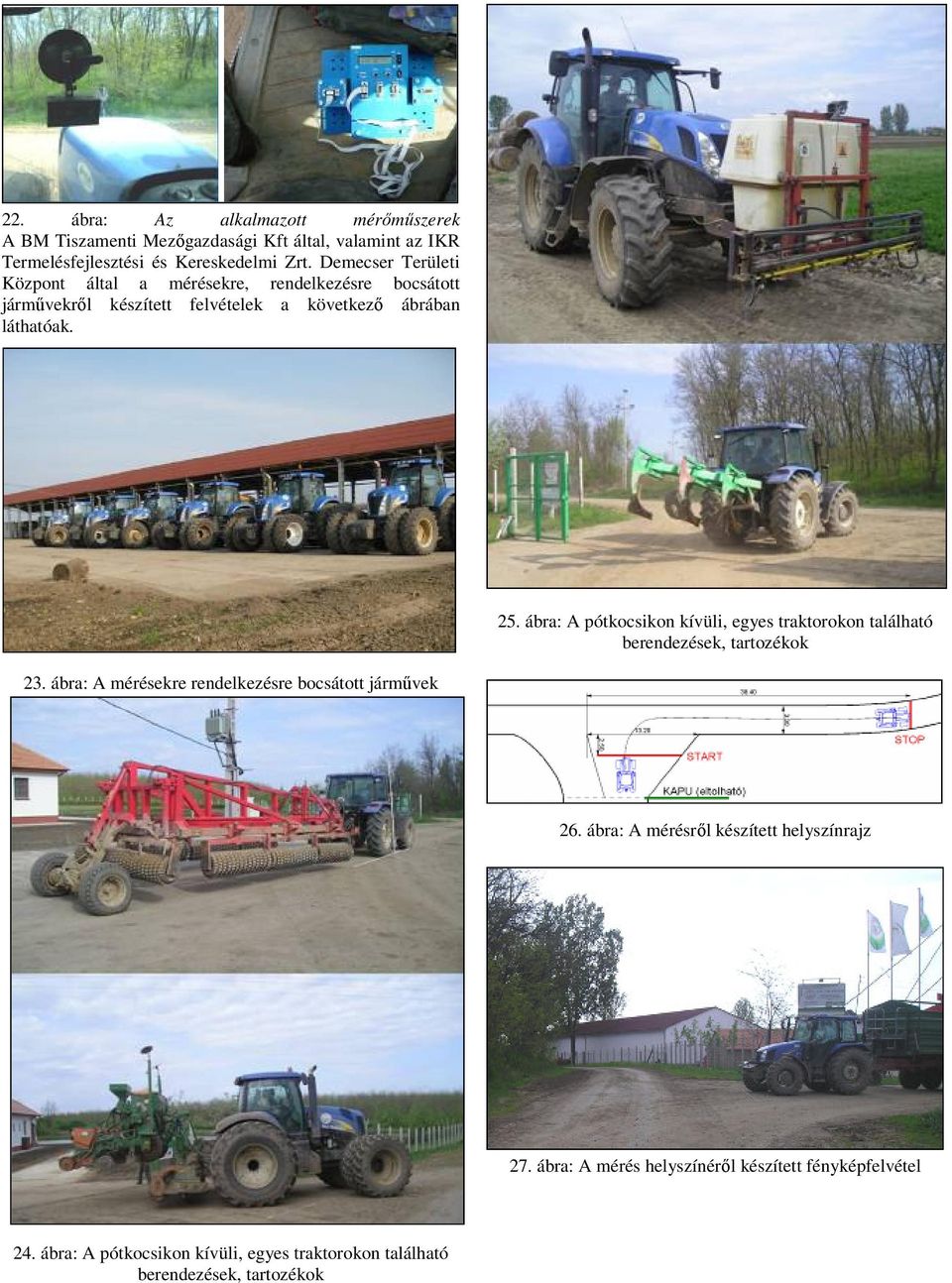 ábra: A pótkocsikon kívüli, egyes traktorokon található berendezések, tartozékok 23. ábra: A mérésekre rendelkezésre bocsátott járművek 26.