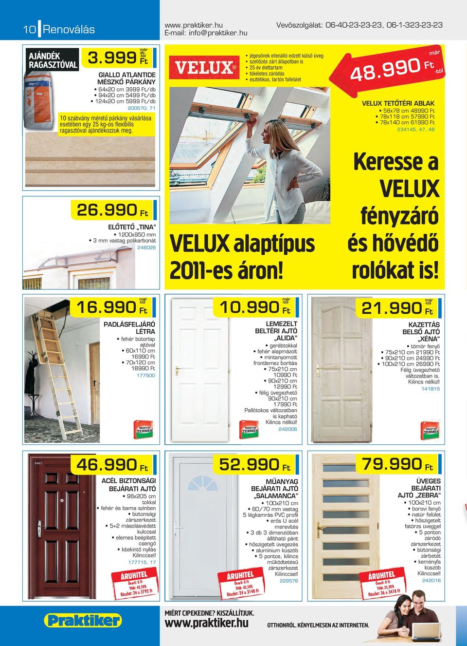 26.990 ELÔTETÔ TINA 1200x950 3 vastag polikarbonát 246026 VELUX 16.