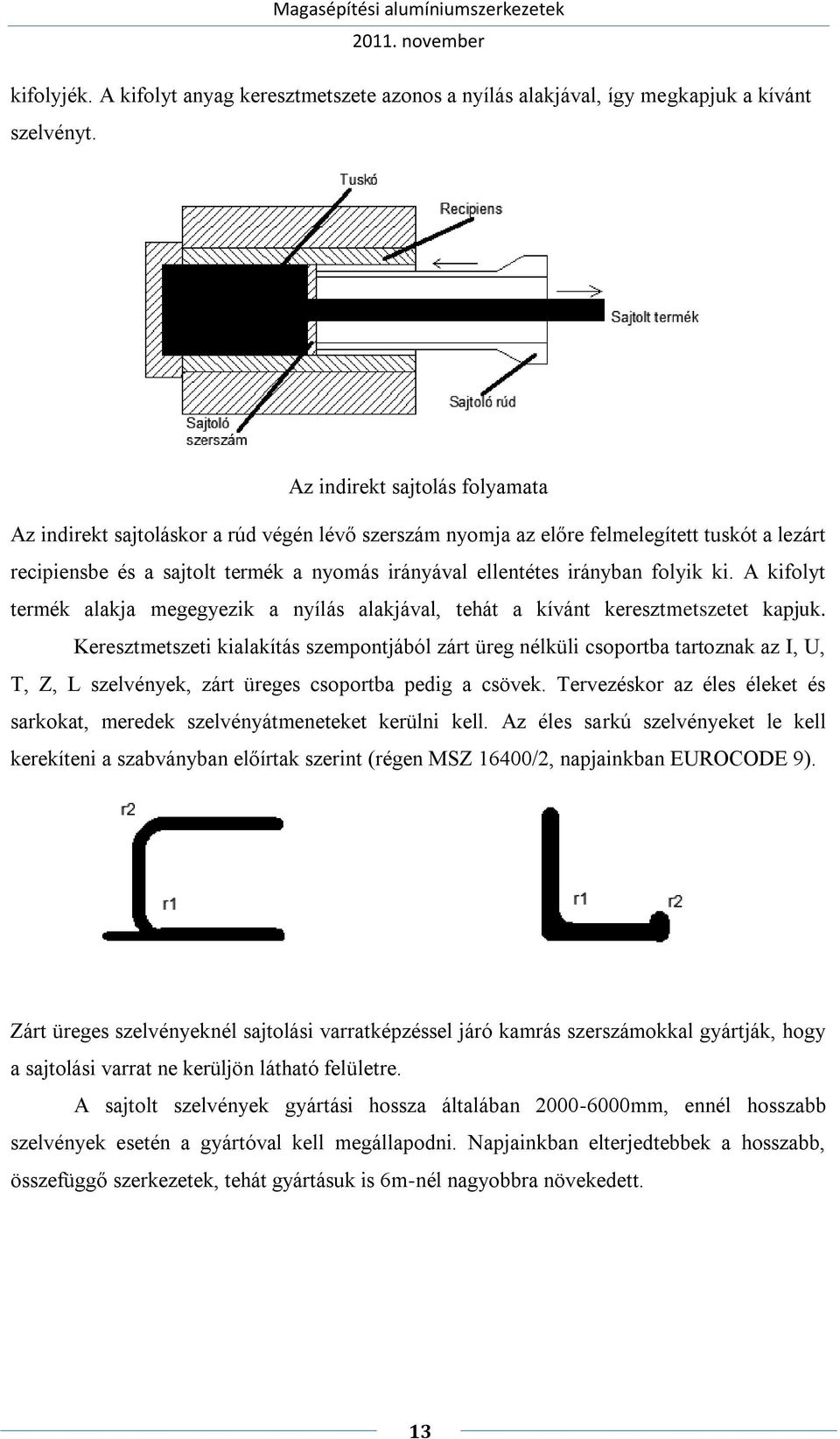 folyik ki. A kifolyt termék alakja megegyezik a nyílás alakjával, tehát a kívánt keresztmetszetet kapjuk.