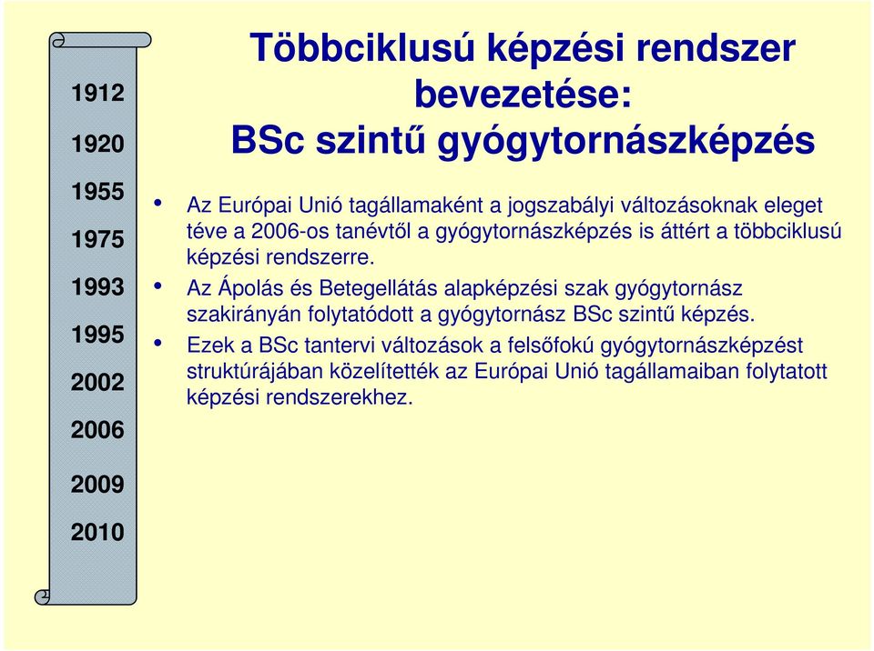 Az Ápolás és Betegellátás alapképzési szak gyógytornász szakirányán folytatódott a gyógytornász BSc szintű képzés.