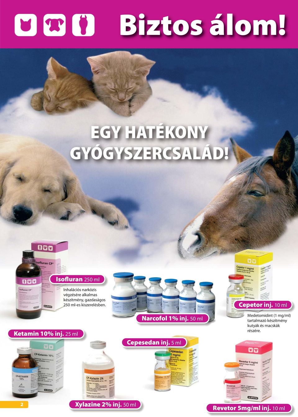 kiszerelésben. Cepetor inj. 10 ml Ketamin 10% inj. 25 ml Narcofol 1% inj.