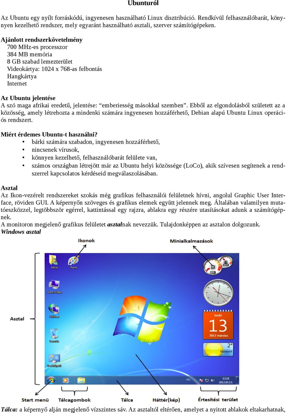 Ubunturól. A monitoron megjelenő grafikus felületet asztalnak nevezzük.  Tulajdonképpen az asztalon dolgozunk. Windows asztal - PDF Free Download