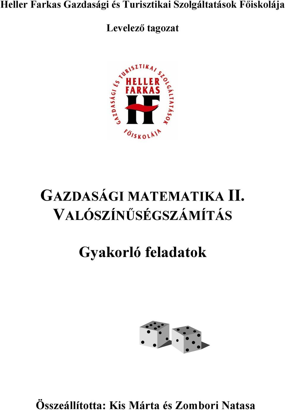 GAZDASÁGI MATEMATIKA II.