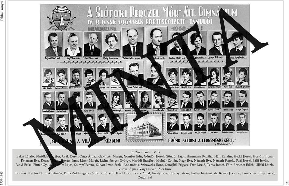 Koczor Lajos, Kovács Irma, Léner Margit, Lichtenberger György, Maródi Erzsébet, Molnár Zoltán, Nagy Éva, Németh Éva, Németh Károly, Paál József, Pálfi István, Panyi Erika, Pintér Gyula, Polovics