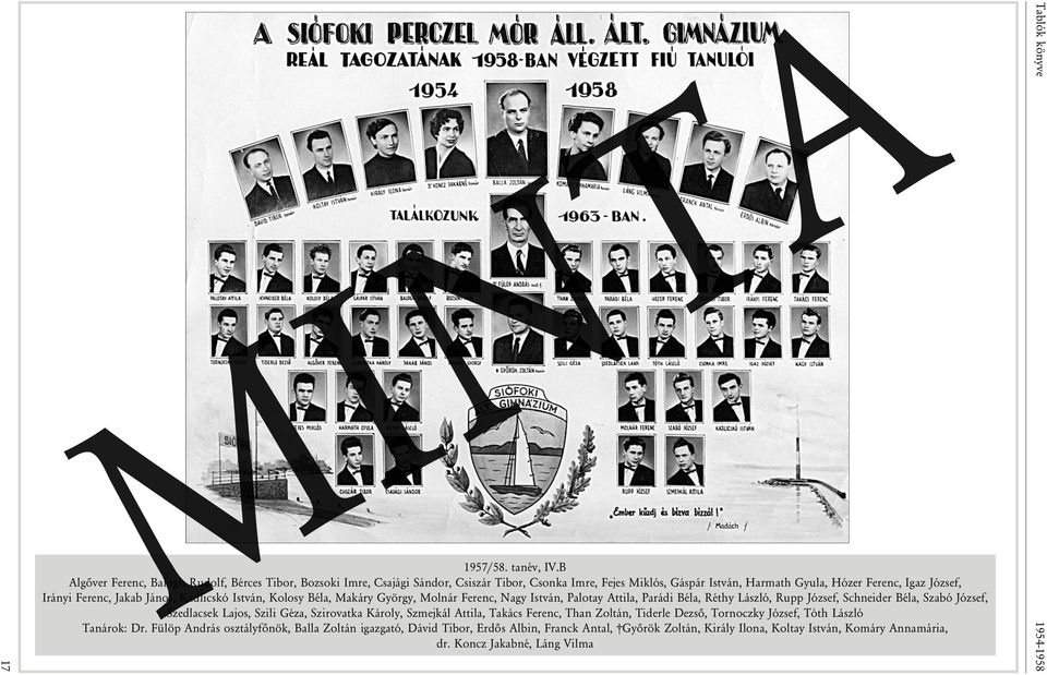 Ferenc, Jakab János, Kadlicskó István, Kolosy Béla, Makáry György, Molnár Ferenc, Nagy István, Palotay Attila, Parádi Béla, Réthy László, Rupp József, Schneider Béla, Szabó József,
