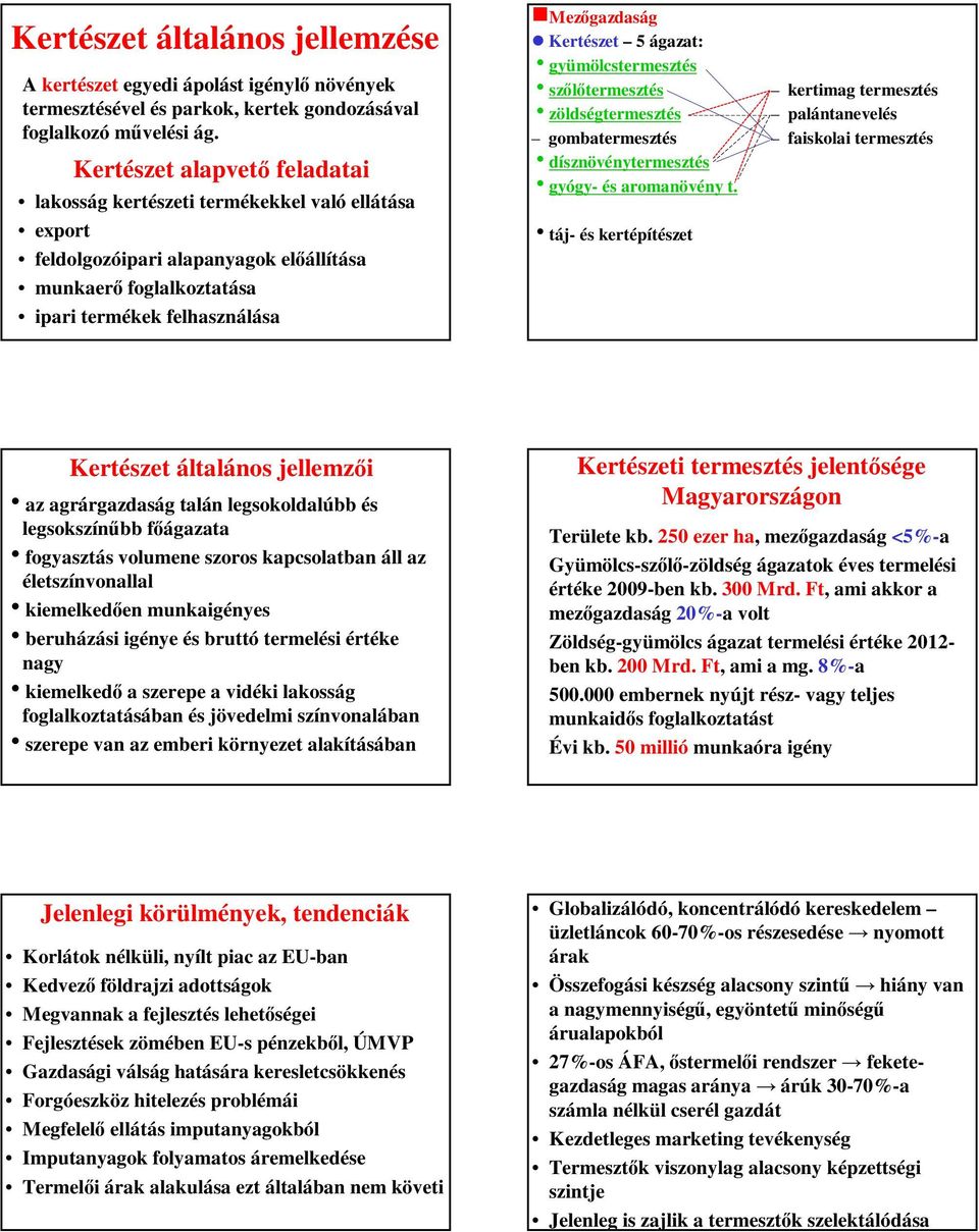 5 ágazat: hgyümölcstermesztés hszőlőtermesztés hzöldségtermesztés gombatermesztés hdísznövénytermesztés hgyógy- és aromanövény t.