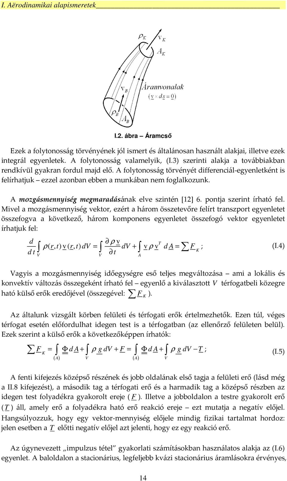 A mozgásmennyiség megmaradásának elve szintén [1] 6. pontja szerint írható fel.