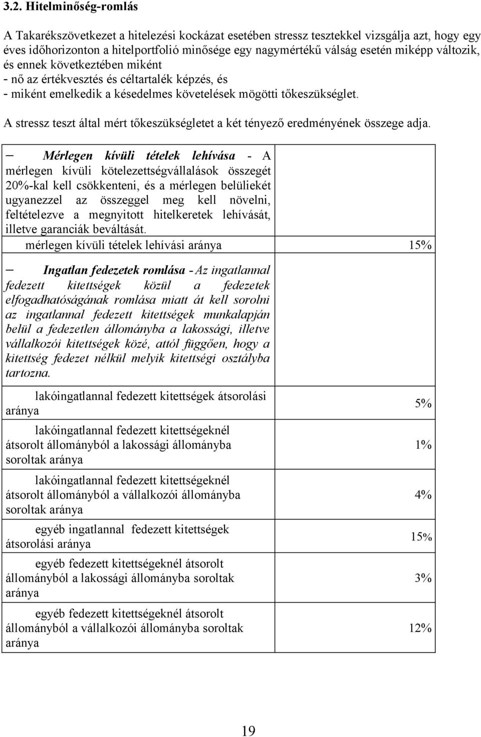 A stressz teszt által mért tőkeszükségletet a két tényező eredményének összege adja.