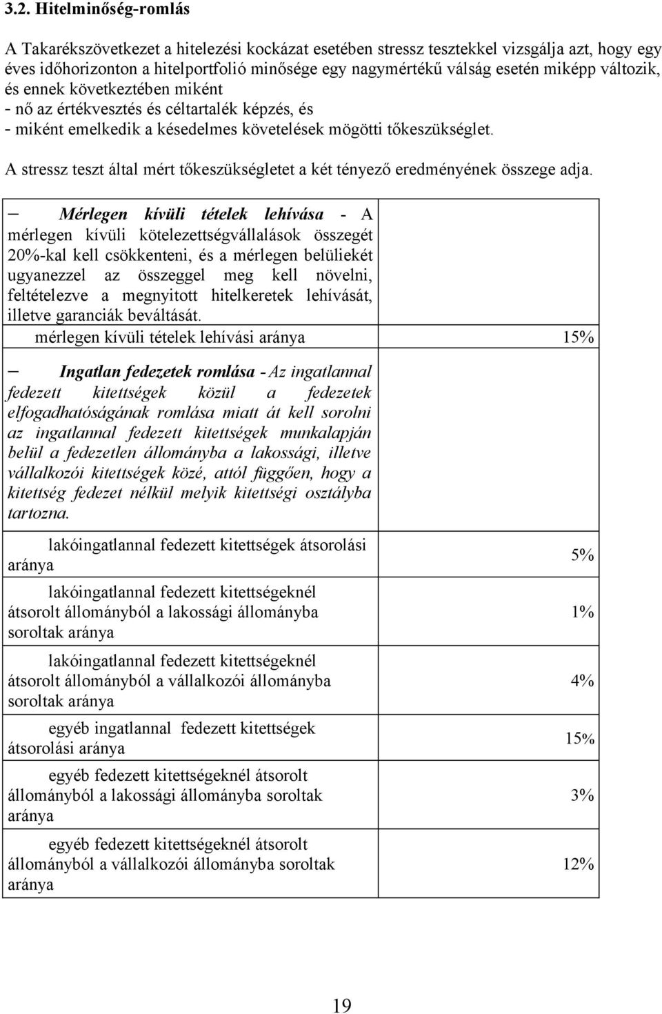 A stressz teszt által mért tőkeszükségletet a két tényező eredményének összege adja.