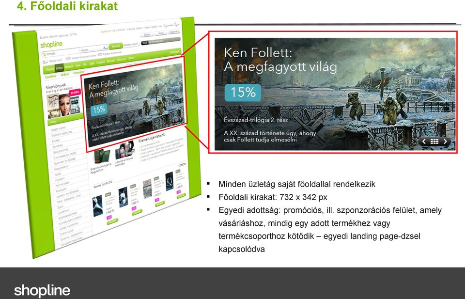 szponzorációs felület, amely vásárláshoz, mindig egy adott