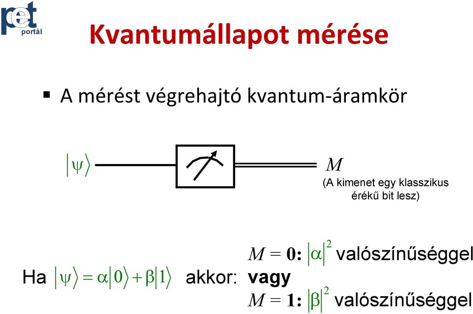 érékű bit lesz) Ha ψ = α 0 + β 1 akkor: M = 0: