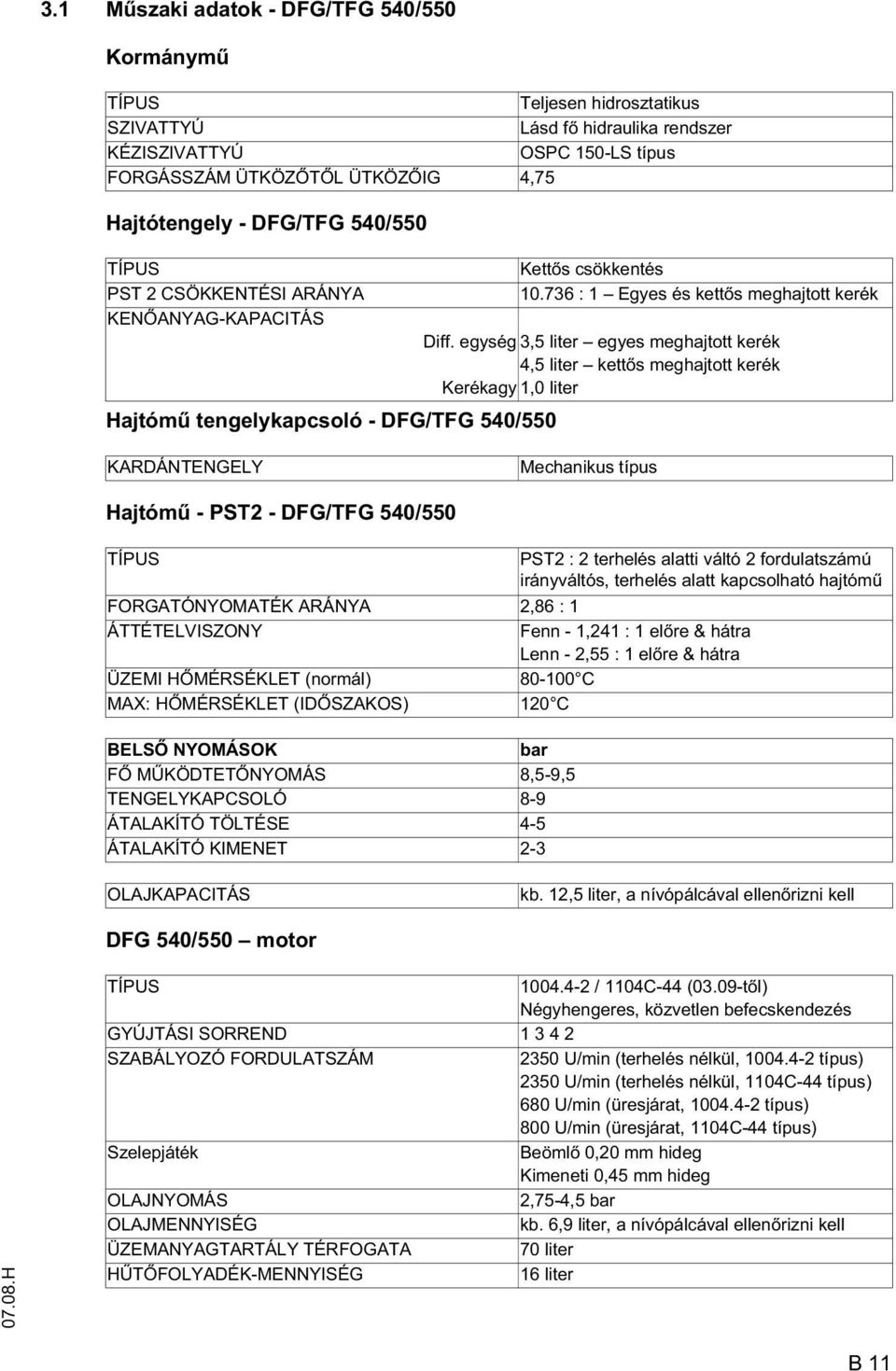 egység 3,5 liter egyes meghajtott kerék 4,5 liter kett s meghajtott kerék Kerékagy 1,0 liter Hajtóm tengelykapcsoló - DG/TG 540/550 KARDÁNTENGELY Mechanikus típus Hajtóm - PST2 - DG/TG 540/550 TÍPUS