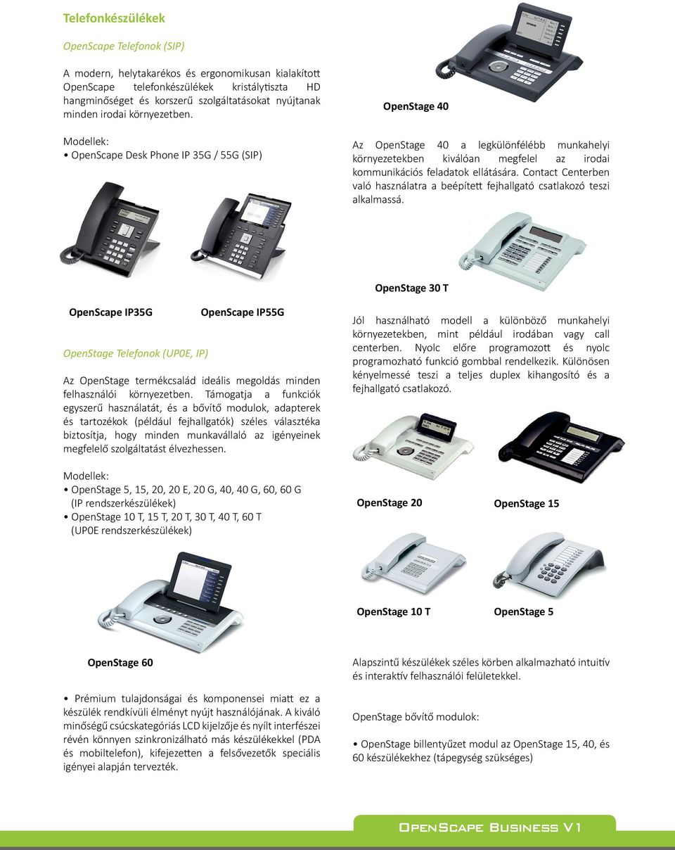 Modellek: OpenScape Desk Phone IP 35G / 55G (SIP) OpenStage 40 Az OpenStage 40 a legkülönfélébb munkahelyi környezetekben kiválóan megfelel az irodai kommunikációs feladatok ellátására.