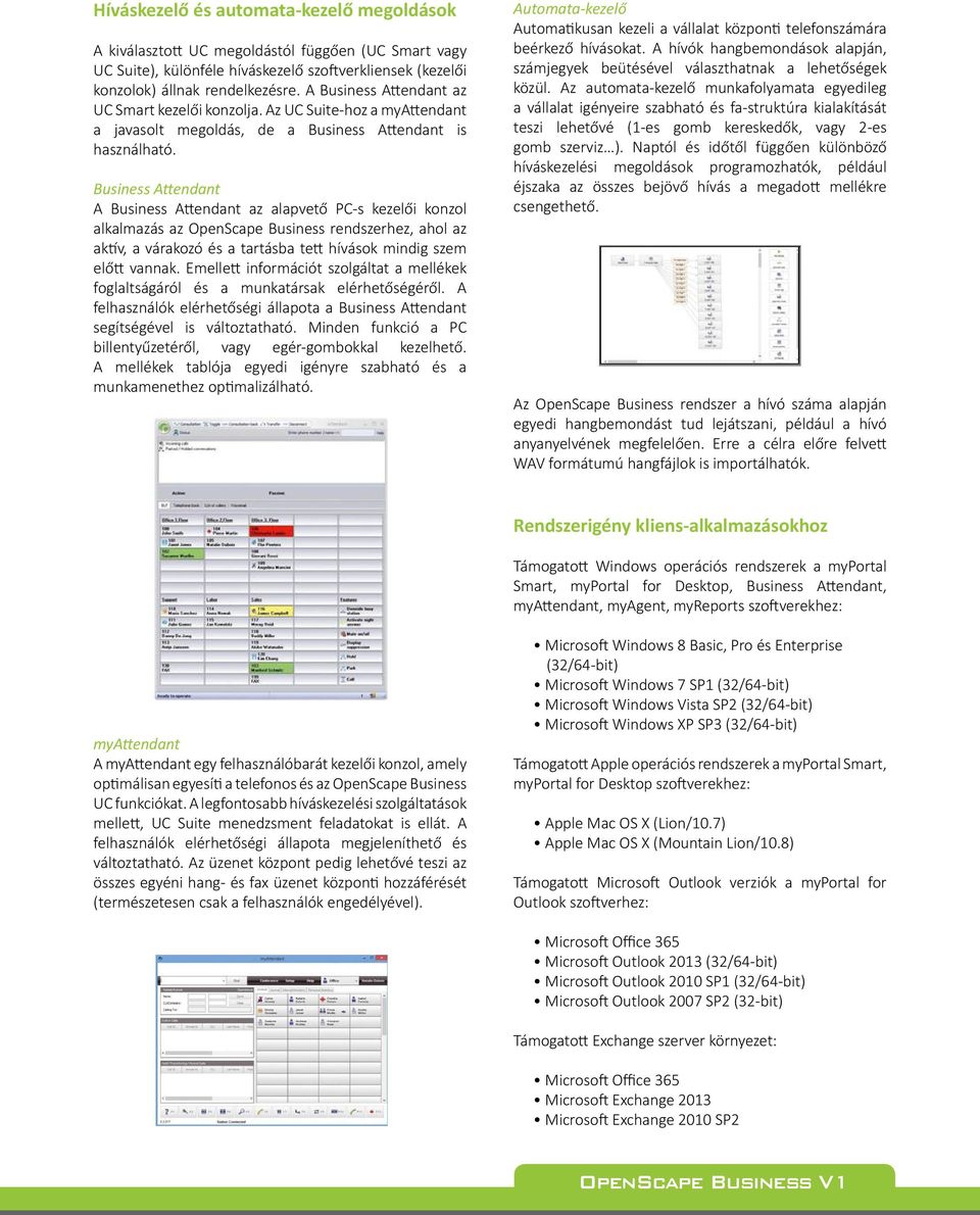 Business A endant A Business A endant az alapvető PCs kezelői konzol alkalmazás az OpenScape Business rendszerhez, ahol az ak v, a várakozó és a tartásba te hívások mindig szem elő vannak.