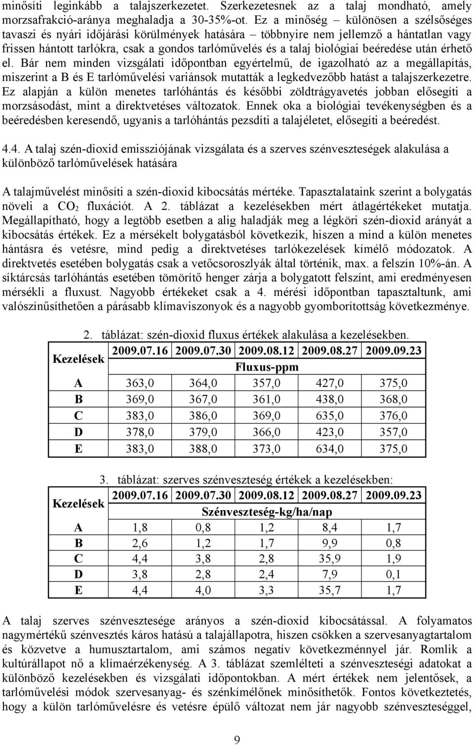 beéredése után érhető el. ár nem minden vizsgálati időpontban egyértelmű, de igazolható az a megállapítás, miszerint a és tarlóművelési variánsok mutatták a legkedvezőbb hatást a talajszerkezetre.