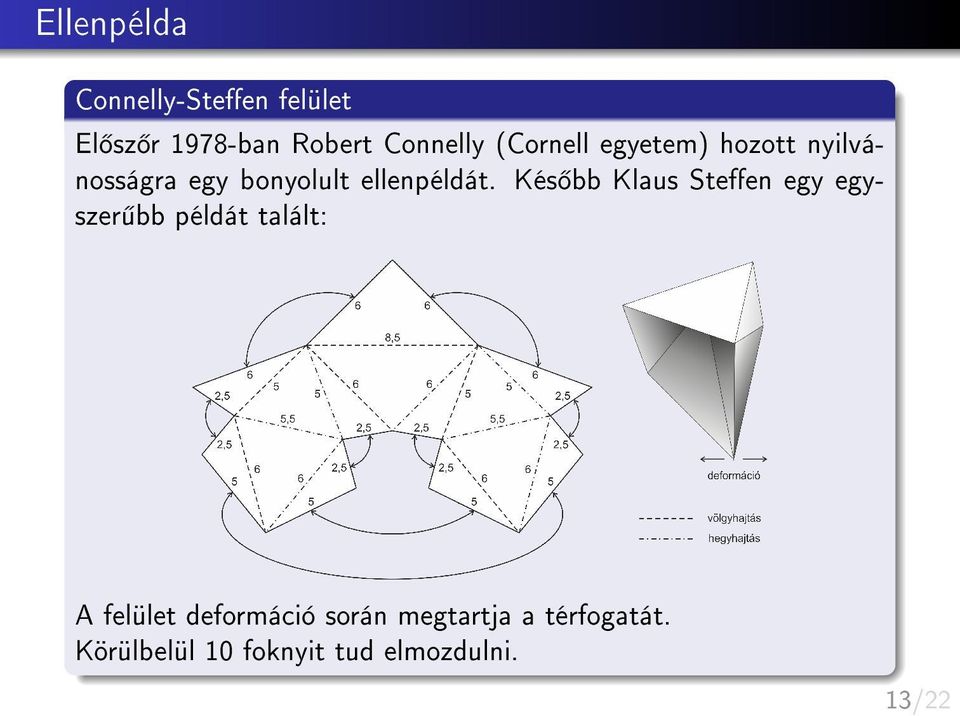 Kés bb Klaus Steen egy egyszer bb példát talált: A felület deformáció