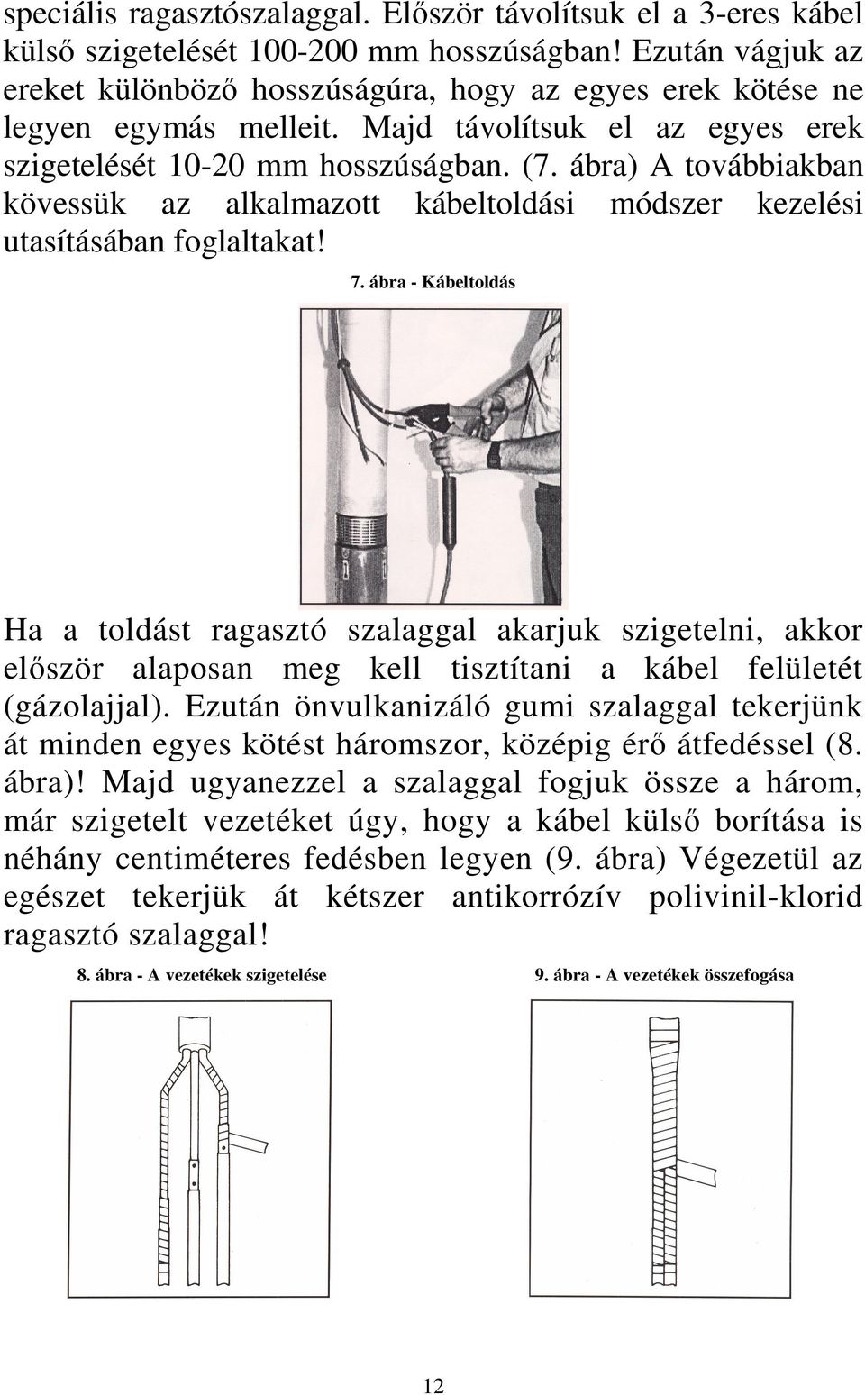 ábra) A továbbiakban kövessük az alkalmazott kábeltoldási módszer kezelési utasításában foglaltakat! 7.