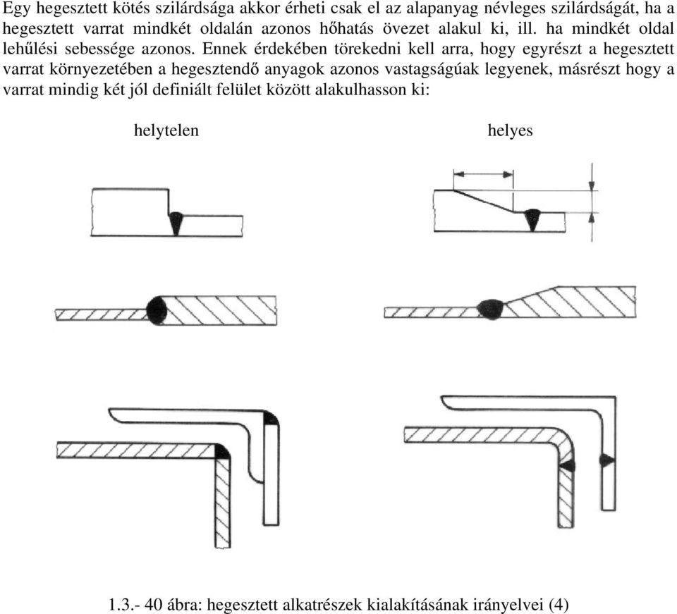 Ennek érdekében törekedni kell arra, hogy egyrészt a hegesztett varrat környezetében a hegesztend anyagok azonos vastagságúak