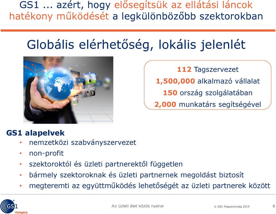 segítségével GS1 alapelvek nemzetközi szabványszervezet non-profit szektoroktól és üzleti partnerektől független