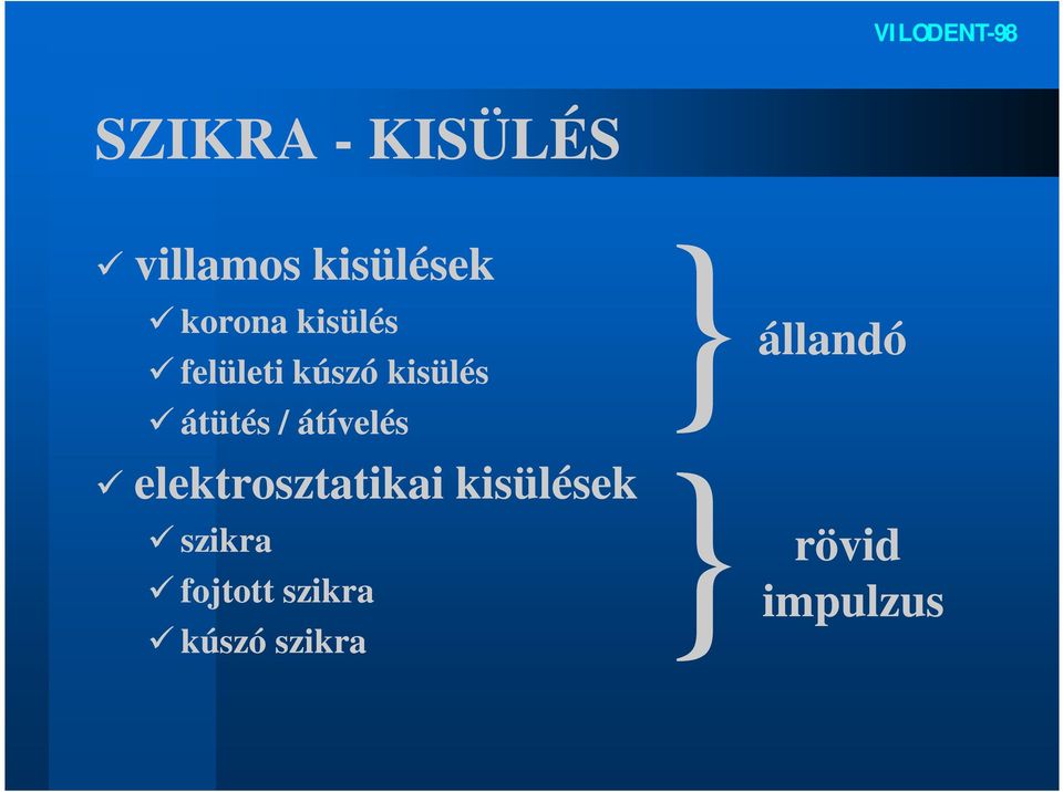 átívelés elektrosztatikai kisülések szikra