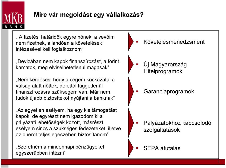 Nem kérdéses, hogy a cégem kockázatai a válság alatt nőttek, de ettől függetlenül finanszírozásra szükségem van.