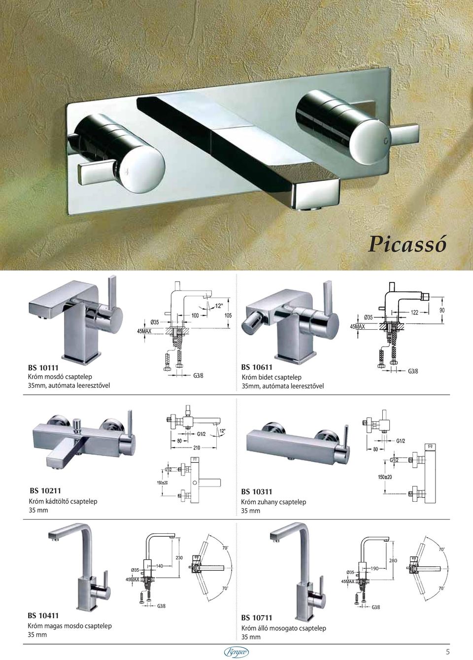 Kascade. BS 50811/A Króm középmagas mosdó csaptelep leeresztő nélkül. BS  50111/A Króm mosdó csaptelep.autómata fém leeresztővel - PDF Ingyenes  letöltés