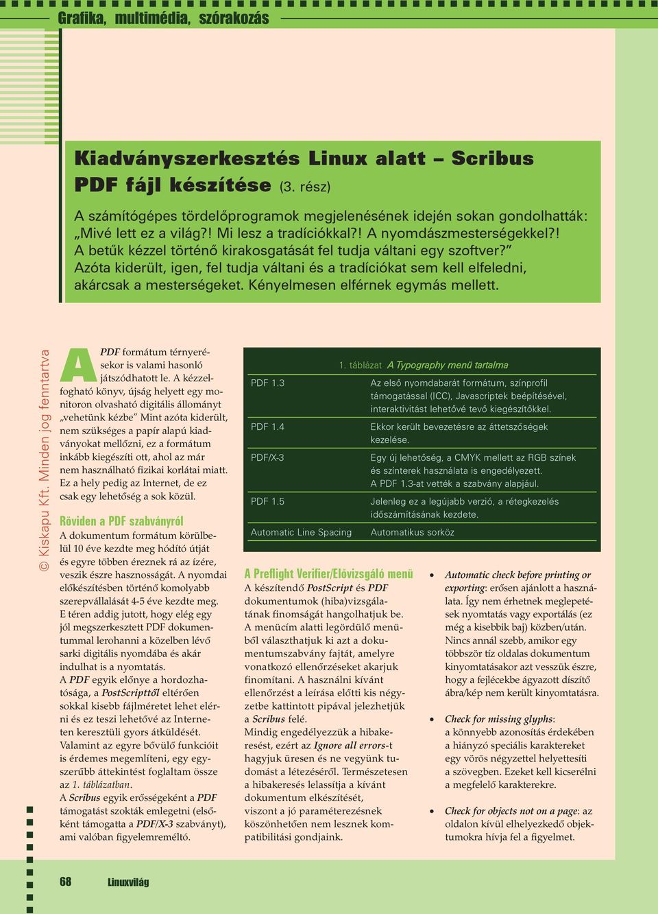 Kiadványszerkesztés Linux alatt Scribus PDF fájl készítése (3. rész) - PDF  Ingyenes letöltés