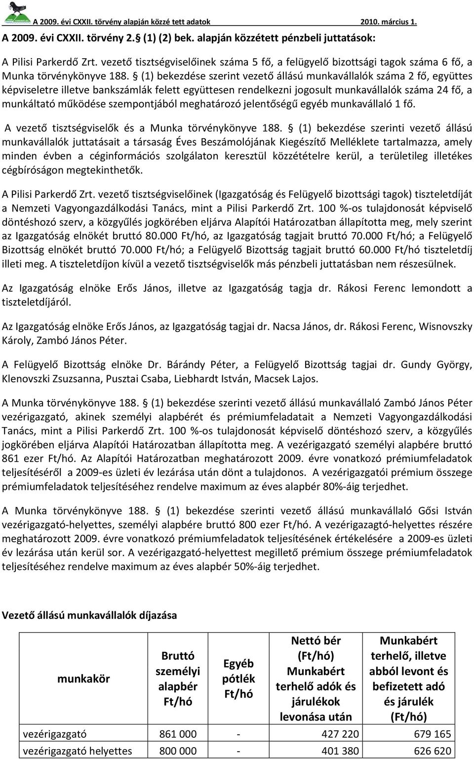 (1) bekezdése szerint vezető állású munkavállalók száma 2 fő, együttes képviseletre illetve bankszámlák felett együttesen rendelkezni jogosult munkavállalók száma 24 fő, a munkáltató működése