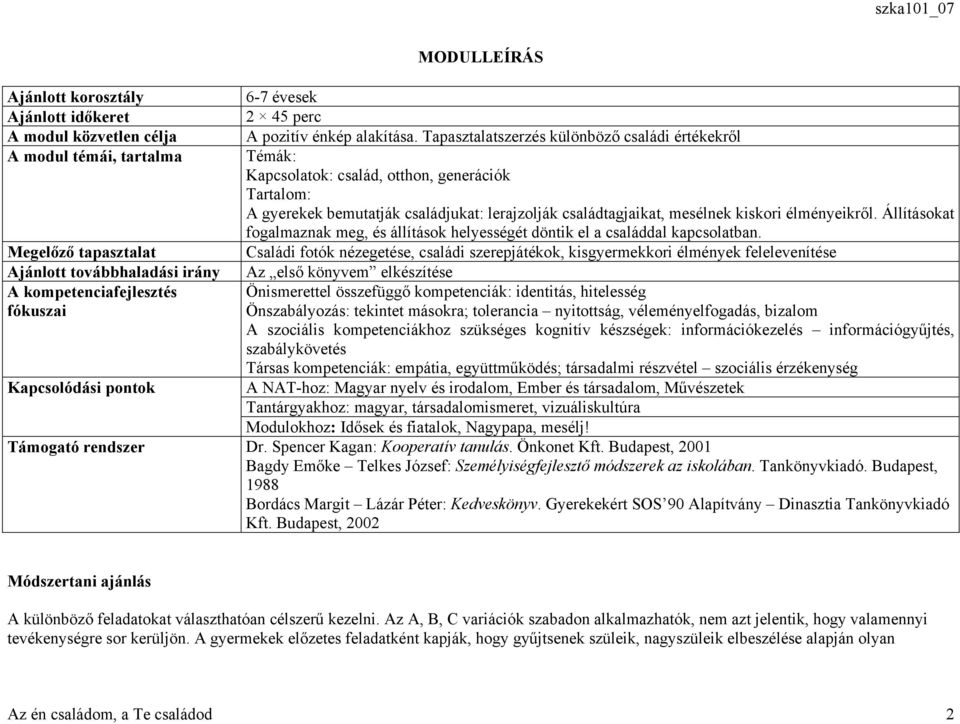 mesélnek kiskori élményeikről. Állításokat fogalmaznak meg, és állítások helyességét döntik el a családdal kapcsolatban.